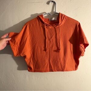 Orange Hooded Crop Top size Small